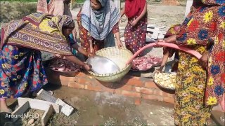 40 KG, 11 Pieces Of Big Silver Carp Fish Cutting & Cooking By 15 Women For Whole Village People