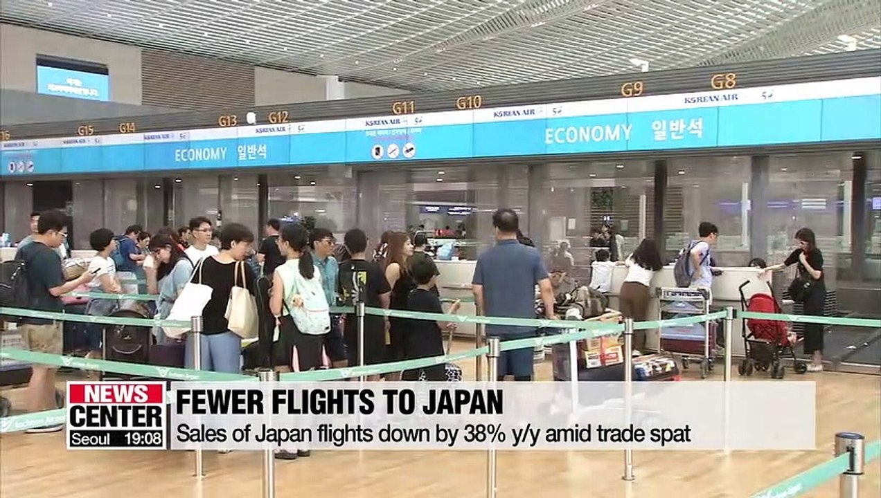 Sales of Japan flights down by 38% on-year amid trade spat