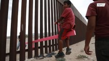 Border becomes backyard as Mexican kids and US playmates see-saw through fence