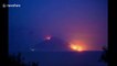 Time-lapse footage shows fire raging through Italian island of Stromboli after volcanic lava flows