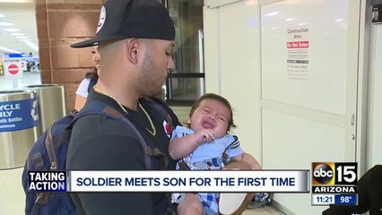 Soldier meets son for the first time after deployment