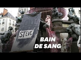À Nantes, la mort de Steve symbolisée par une fontaine rouge sang