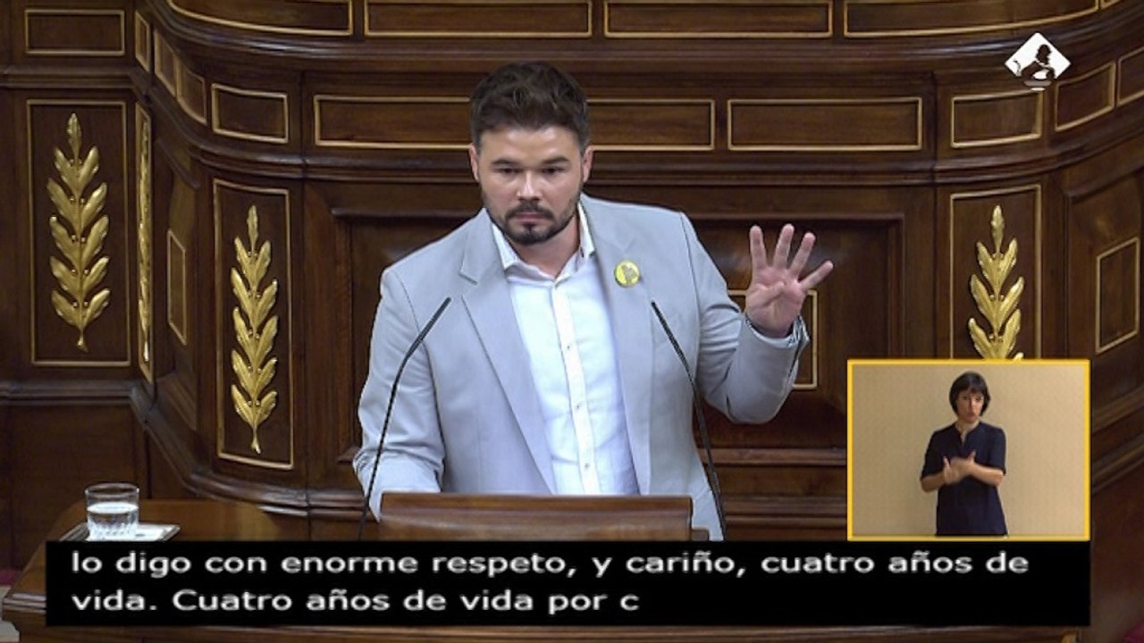 Rufián, a Sánchez e Iglesias: "Debería darles vergüenza. Se arrepentirán"