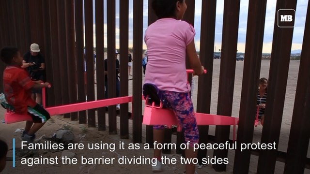 Protest seesaw links kids on both sides of US-Mexico border