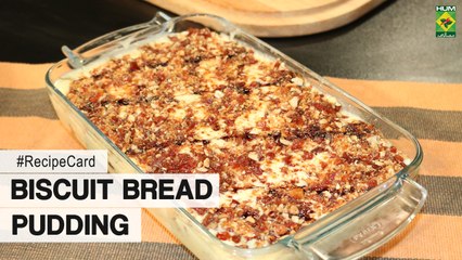 Biscuit Bread Pudding Recipe Card | Masala TV