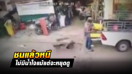คลิปสุดขำ !! ชนแล้วหนี ใครรู้จักคู่กรณีตามมาจ่ายค่าเสียหายด้วย