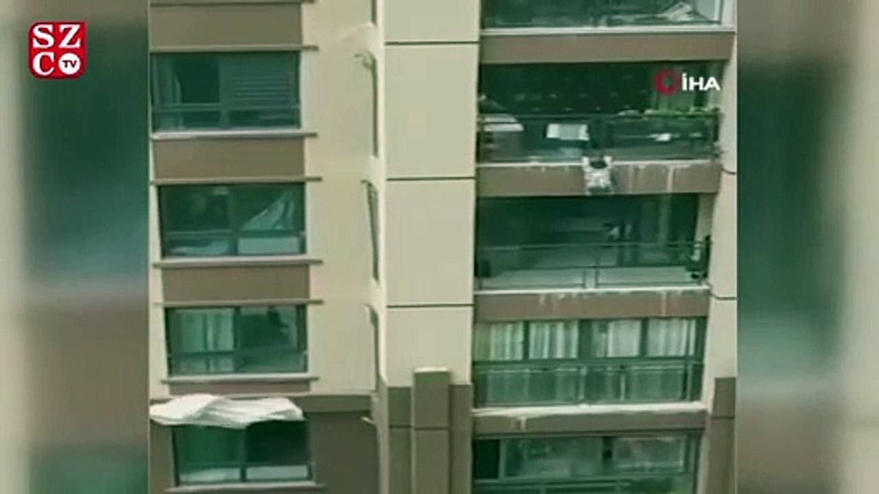 Çin’de 6'ncı kattan düşen çocuk çarşafla kurtarıldı