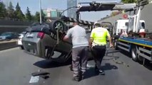 Başkent’te kontrolden çıkan otomobil takla attı: 1 yaralı
