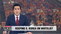 U.S. urges Japan to keep S. Korea on its whitelist: Asahi Shimbun