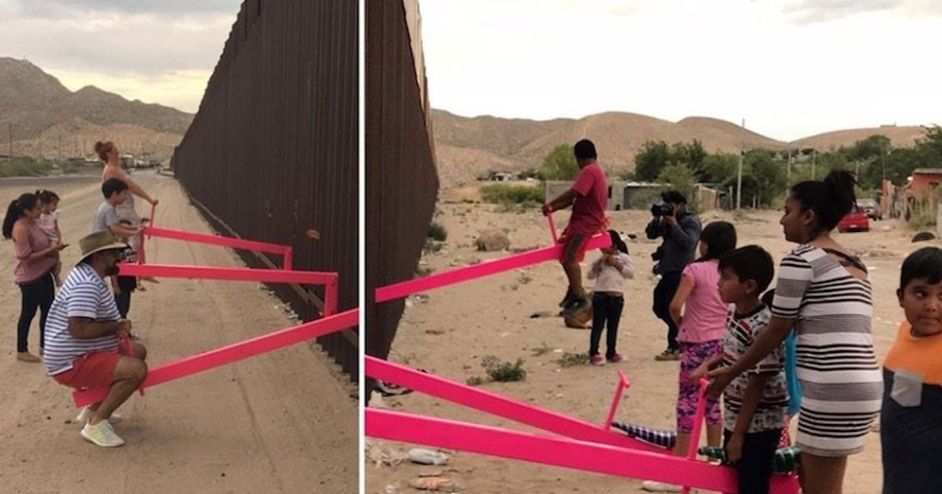 Des balançoires installées à travers la frontière américano-mexicaine, pour rapprocher les enfants des deux pays