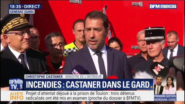 Incendie dans le Gard: selon Christophe Castaner, le feu est maîtrisé, la totalité des habitations ont été sauvées