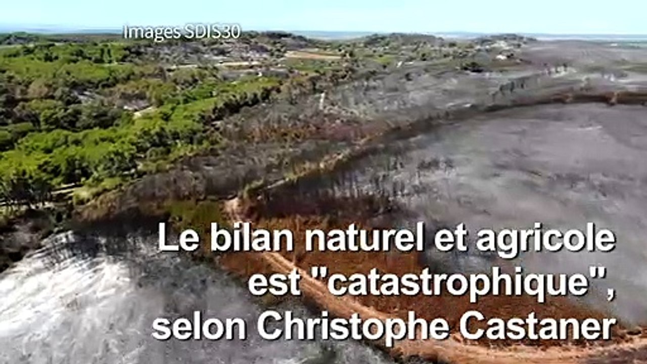 Incendies dans le Gard: images aériennes des dégâts