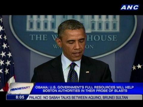 Obama: U.S. government's full resources will help Boston authorities in their probe of blasts