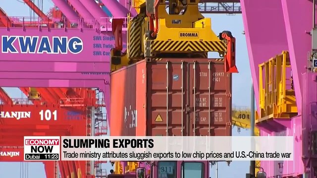 S. Korean exports fall for eighth-straight month, plunging 11% y/y to US$ 46.1 bil. in July