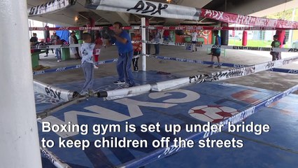 A boxing gym under a bridge in Mexico to keep children off the streets