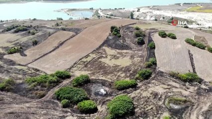 Arnavutköy'de yaklaşık 10 hektarlık alanda anız yangını