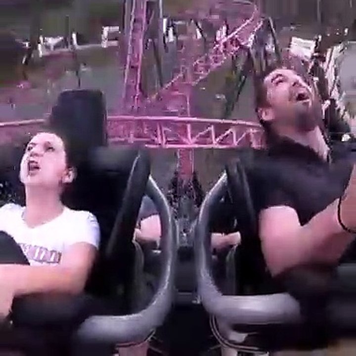 Une fille se prend un oiseau en plein tête dans les montagnes russes