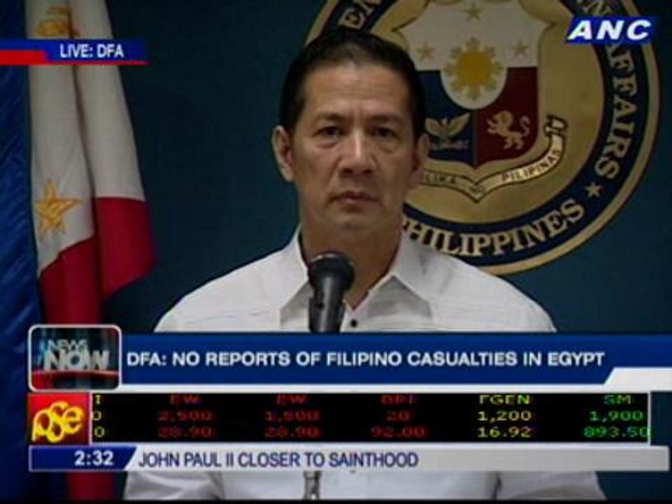 DFA advises Filipinos in Egypt to be "extra cautious, remain indoors