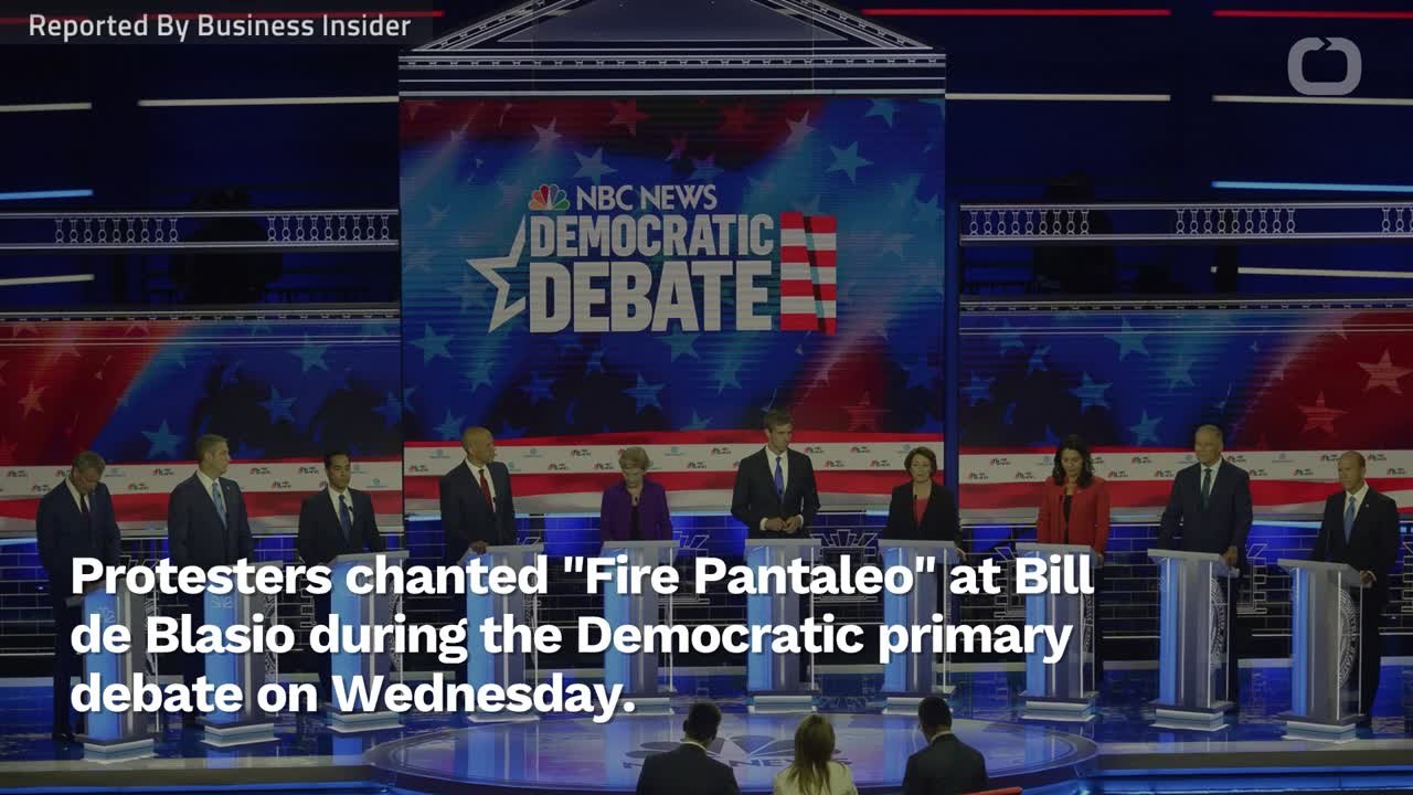 Protestors Heckle Bill De Blasio At Democratic Presidential Debate