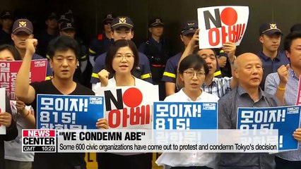 Some 600 civic organizations have come out to protest and condemn Abe's decision