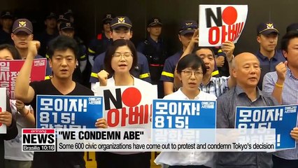 Some 600 civic organizations have come out to protest and condemn Abe's decision