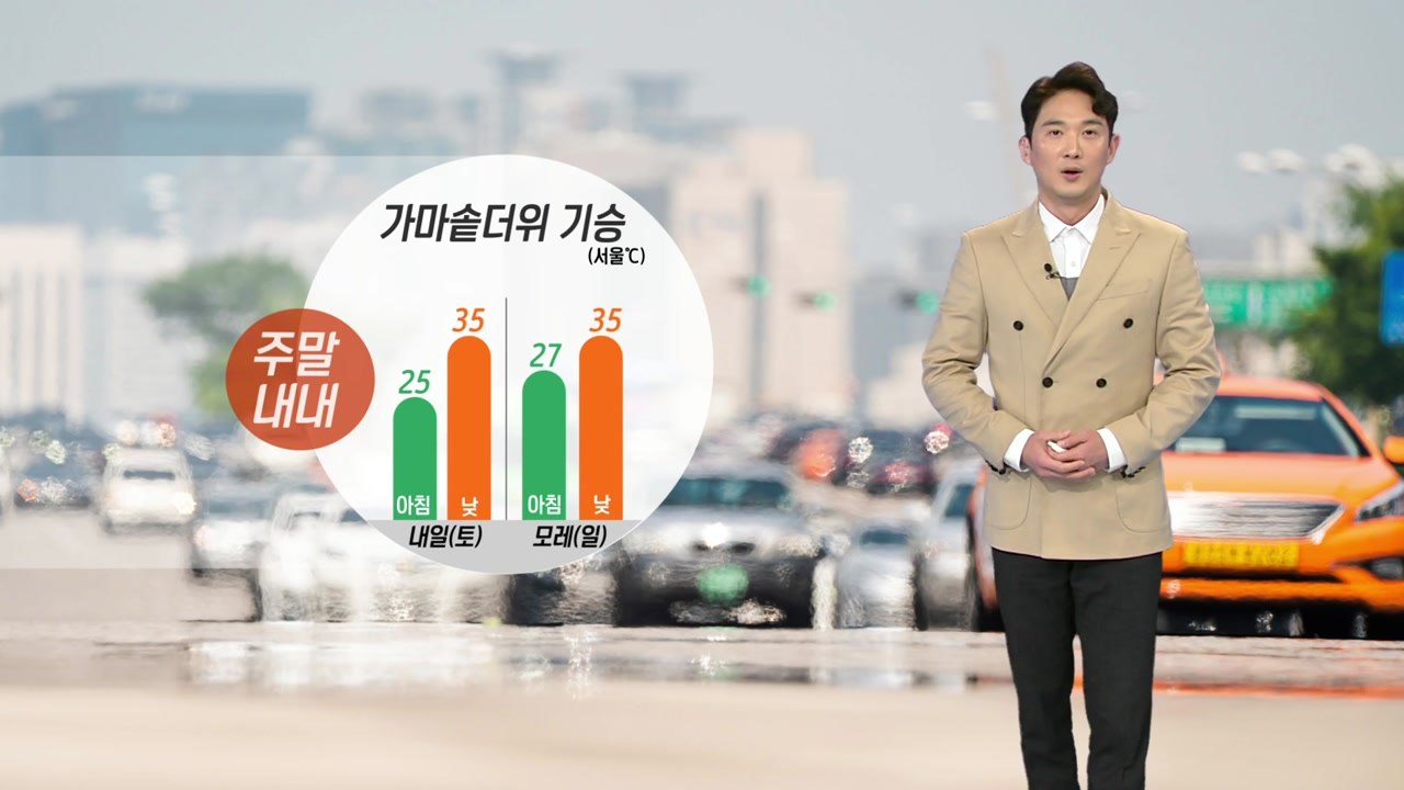 [날씨] 주말 내내 가마솥 더위 기승...내일 오후 한때 소나기 / YTN