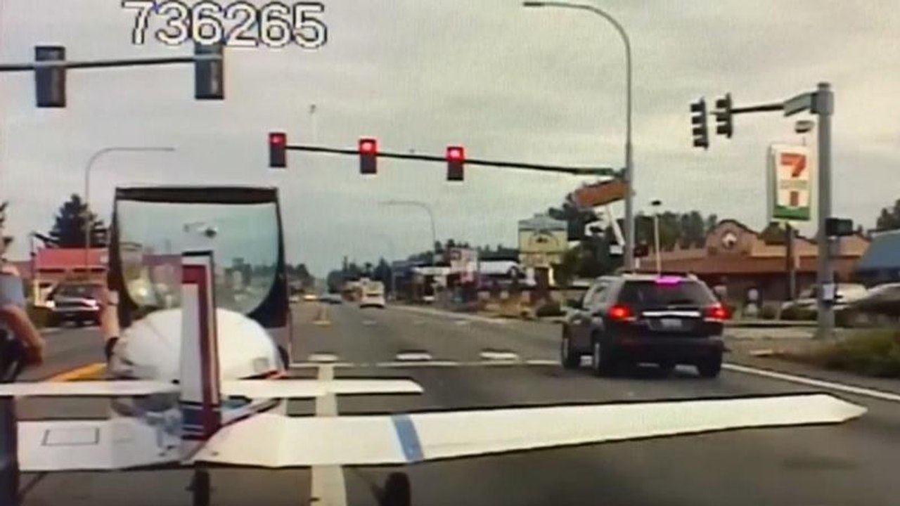 Watch: Small plane makes emergency landing onto...