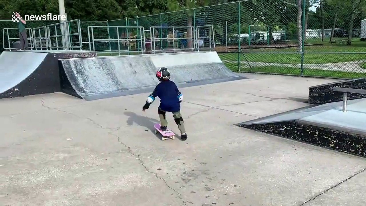 Superstar kid nails a 360 flip