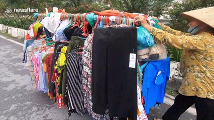 Unique business of all items on bicycles on the street in Vietnam