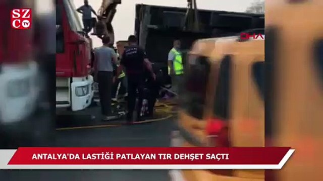 Lastiği patlayan TIR dehşet saçtı!
