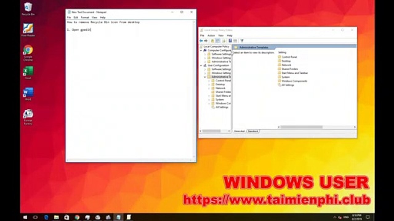 How to remove Recycle Bin icon from desktop - Windows user