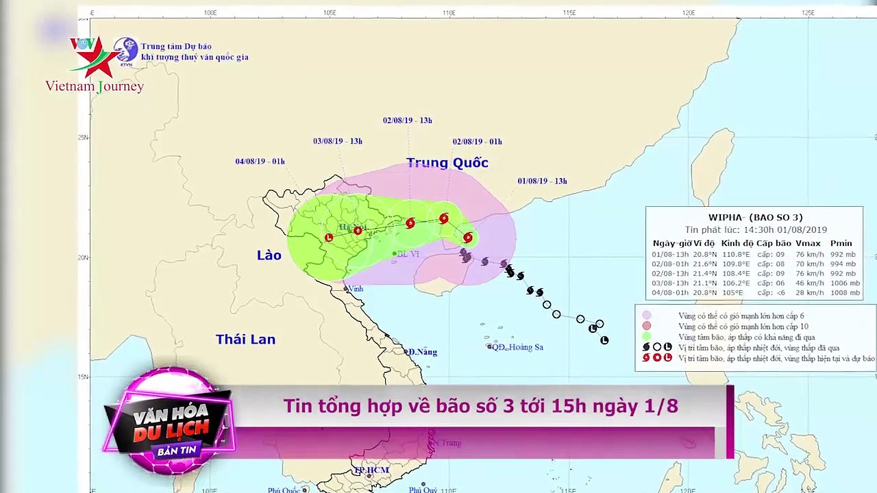 Tin tổng hợp về bão số 3 - bão Wipha tới 15h ngày 1/8