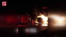 İzmir'de tur otobüsü alev alev yandı