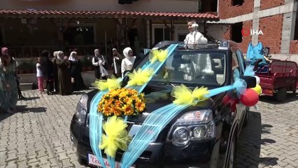 Makam aracı şehit oğlunun sünneti için süslendi