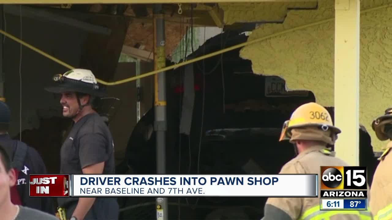 Car slams into pawn shop at 7th Avenue and Baseline Road