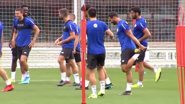 Ultimo entrenamiento del Athletic antes de jugar este miércoles ante la Roma