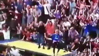 Rangers fans celebrating last minute winner jump on the roof of disabled section and it it collapses