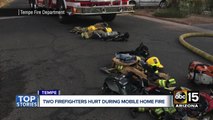 Two firefighters hospitalized after mobile home fire in Tempe