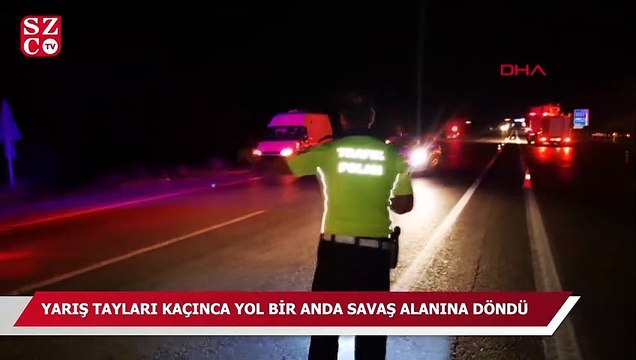 Yarış tayları kaçınca yol bir anda savaş alanına döndü
