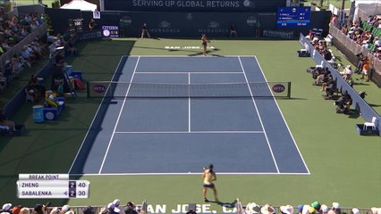 Zheng bt Sabalenka (6-3, 7-6)