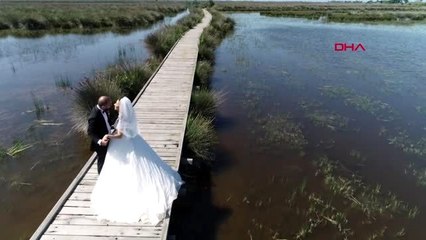 SAMSUN 'Kuş Cenneti' yeni evli çiftlere doğal stüdyo oldu
