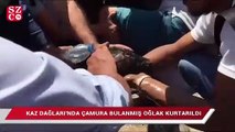 Kaz Dağları'nda çamura bulanmış bir oğlak vatandaşlar tarafından kurtarıldı