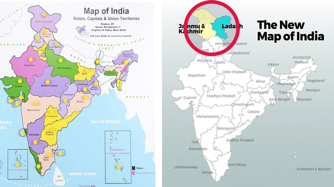 New India Map | இரண்டாக பிரியும் காஷ்மீர்.. இந்திய வரைபடத்தில் மாற்றம் ...
