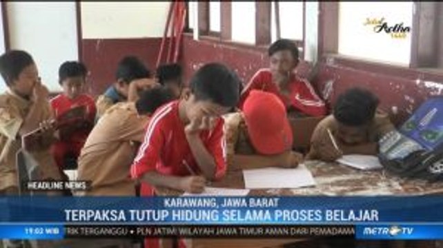 Bau Menyengat Limbah Minyak di Karawang Ganggu Aktivitas Belajar