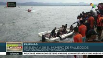 Crece a 26 la cifra de muertes por naufragio de 3 navíos en Filipinas