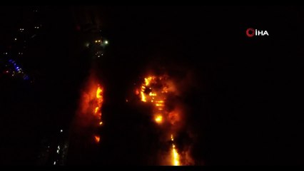 Yanan fındık fabrikası havadan görüntülendi