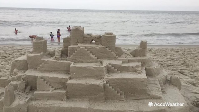 Impressive sand castle built in shores of Cape May, New Jersey
