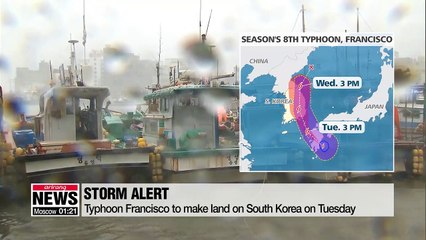 Typhoon Francisco to make land on South Korea on Tuesday
