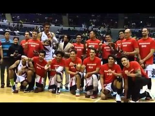 San Miguel Beermen during their Philippine Cup ring presentation