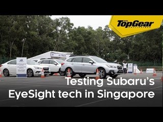 Testing Subarus on a rainy test course